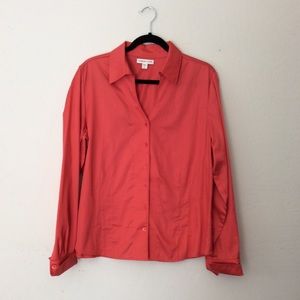 Coldwater Creek Button Front Blouse -Coral Red